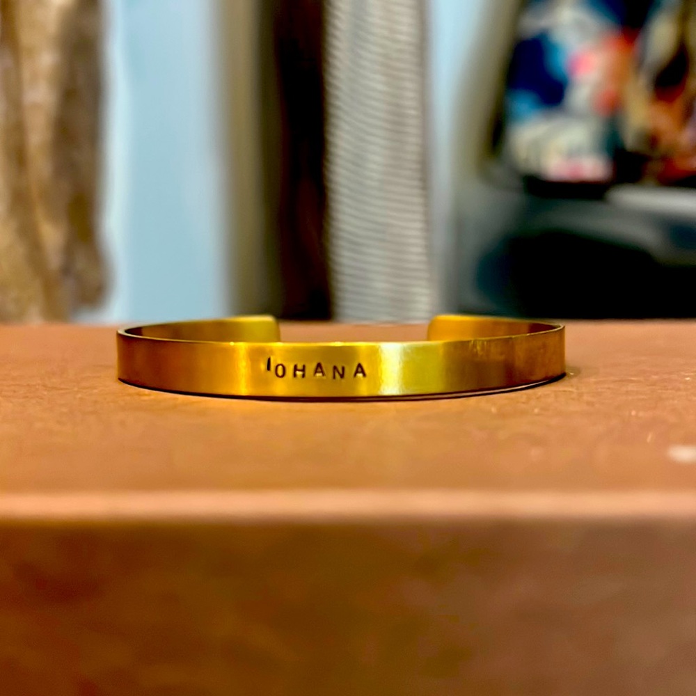‘OHANA Hand formed + Hand Stamped Brass Cuff